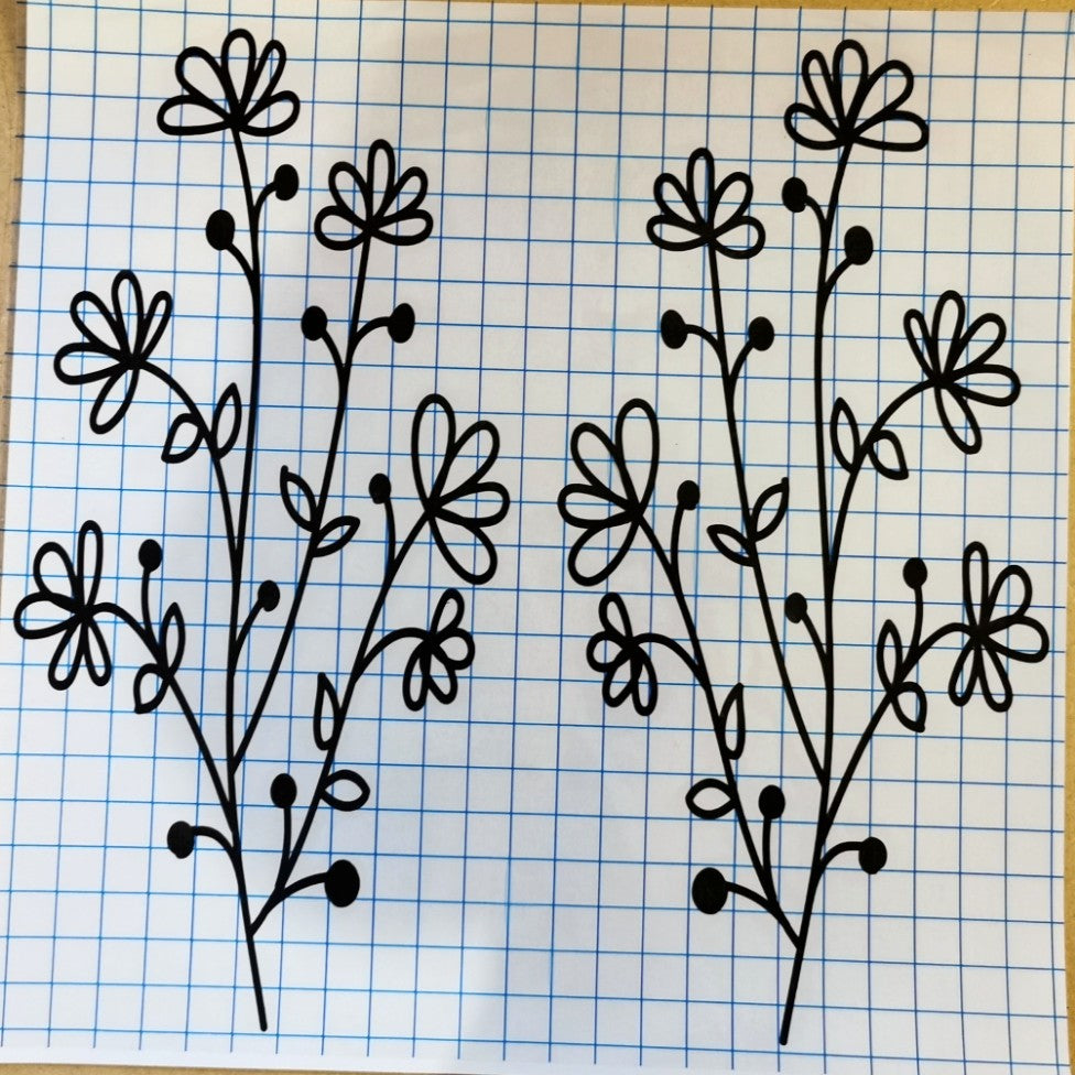 Set of 2 Large Wildflower Decals -Flower Decals - Wildflower Stickers - Flower Stickers - Decals for walls, windows, mirrors, tiles, cars- 5 Designs & Lots Of Colours To Choose From