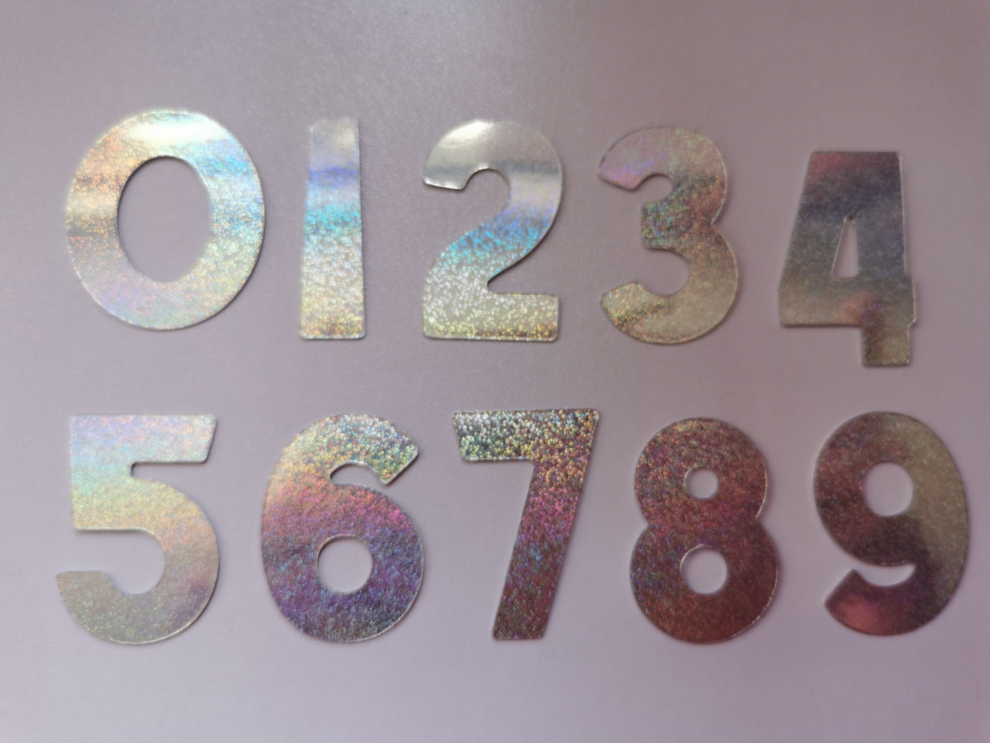 Pack of 20 3.5cm Holographic & Glitter Numbers 0-9 Card Toppers & Cake Toppers