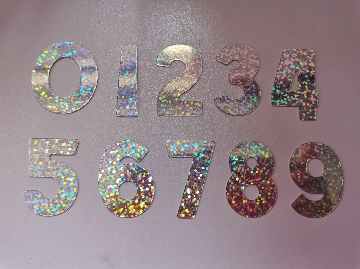 Pack of 20 3.5cm Holographic & Glitter Numbers 0-9 Card Toppers & Cake Toppers