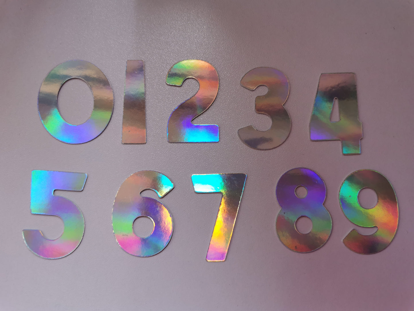 Pack of 20 3.5cm Holographic & Glitter Numbers 0-9 Card Toppers & Cake Toppers