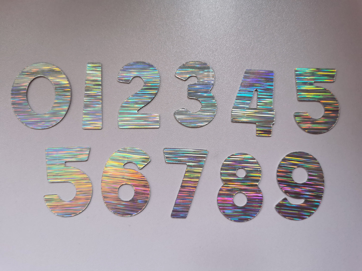 Pack of 20 3.5cm Holographic & Glitter Numbers 0-9 Card Toppers & Cake Toppers