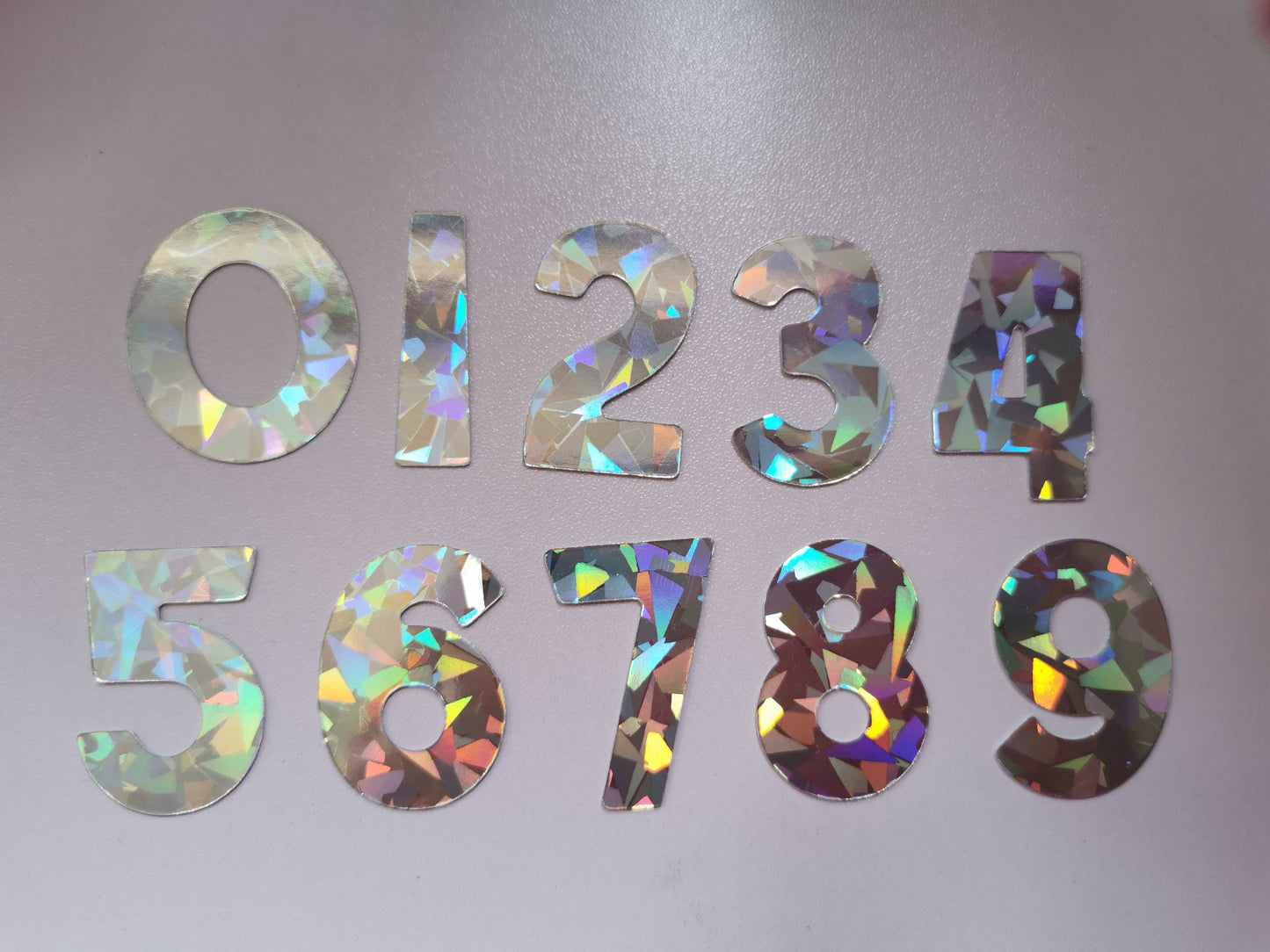Pack of 20 3.5cm Holographic & Glitter Numbers 0-9 Card Toppers & Cake Toppers