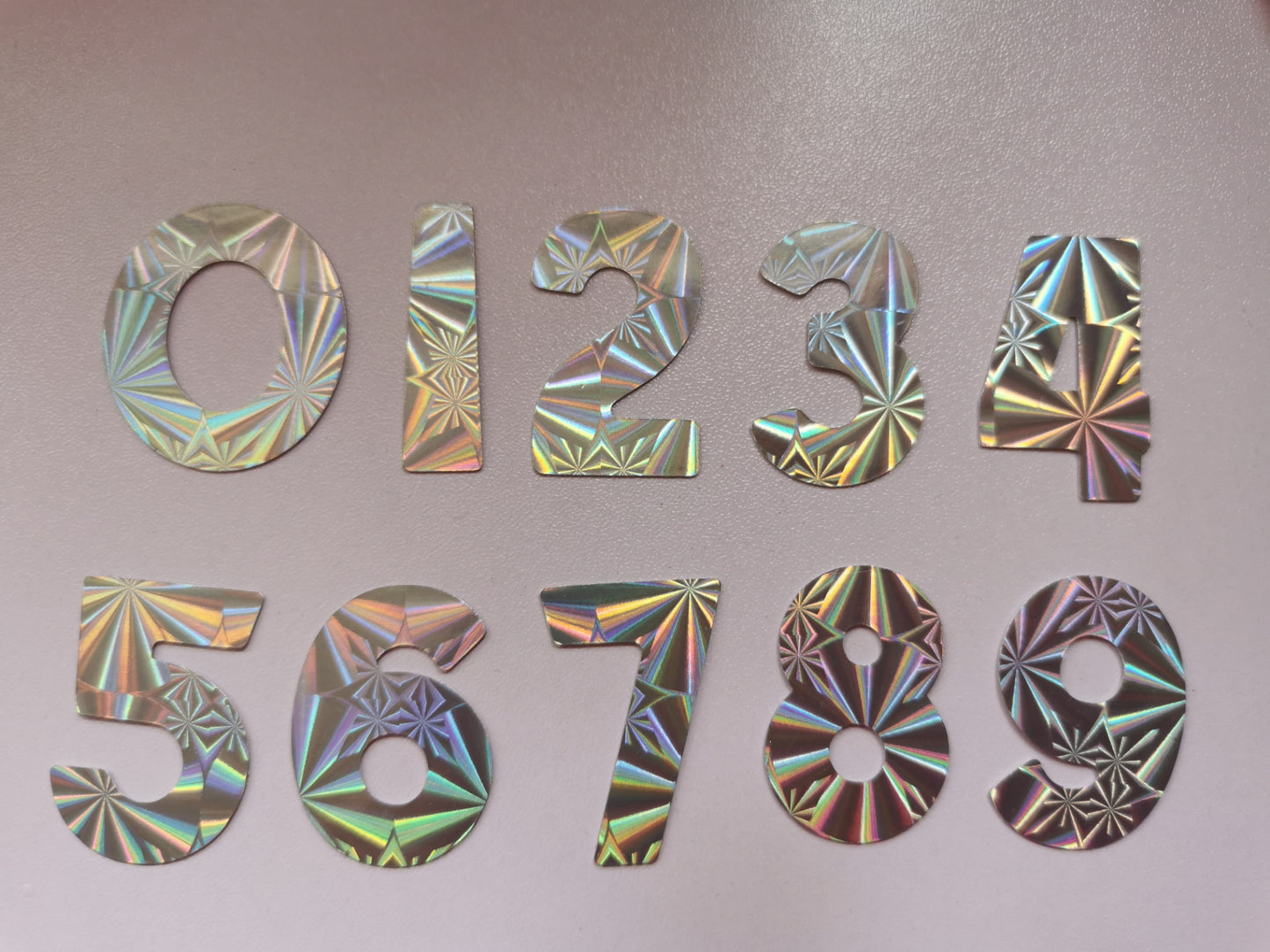 Pack of 20 3.5cm Holographic & Glitter Numbers 0-9 Card Toppers & Cake Toppers