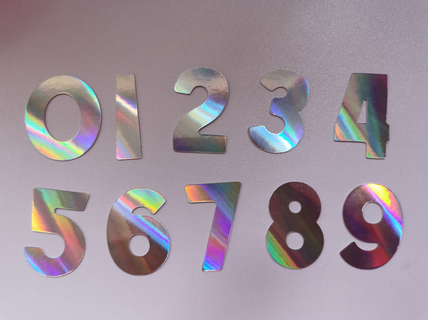 Pack of 20 3.5cm Holographic & Glitter Numbers 0-9 Card Toppers & Cake Toppers
