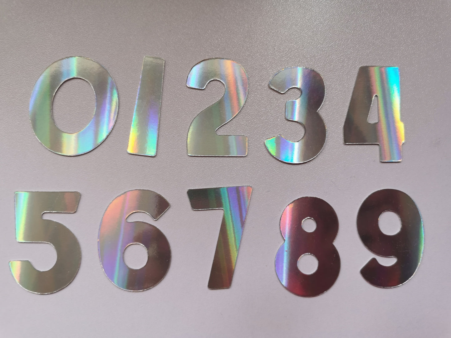 Pack of 20 3.5cm Holographic & Glitter Numbers 0-9 Card Toppers & Cake Toppers