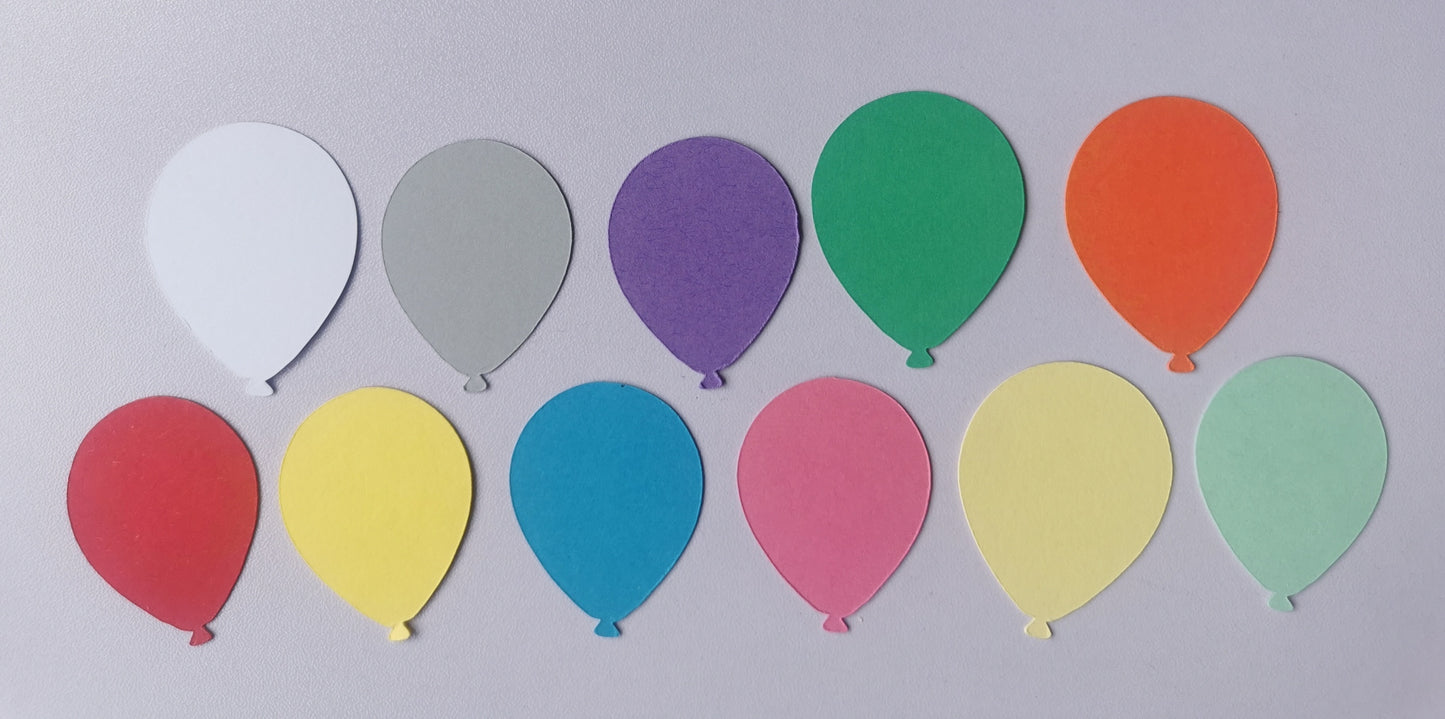 Pack of 30 4cm Coloured Card Balloons for Card Making, Scrapbooking, Crafts & Cake Toppers