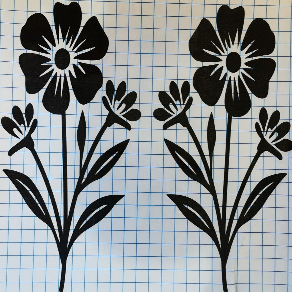 Set of 2 Large Wildflower Decals -Flower Decals - Wildflower Stickers - Flower Stickers - Decals for walls, windows, mirrors, tiles, cars- 5 Designs & Lots Of Colours To Choose From