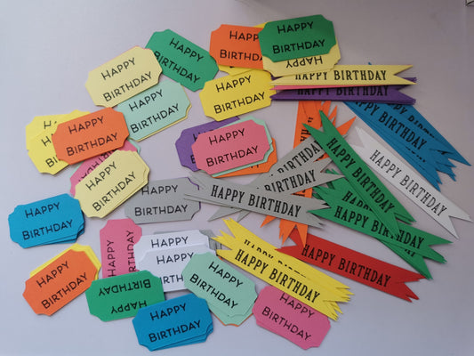 Mixed Pack of 22 Happy Birthday Card/ Scrapbooking Toppers/Embellishments