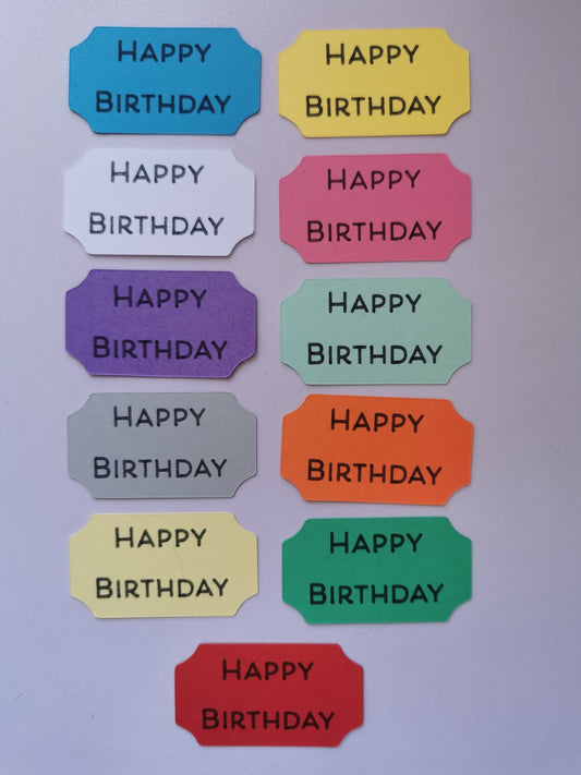 Happy Birthday Card/Scrapbooking Toppers - Mixed Colour Pack Of 22