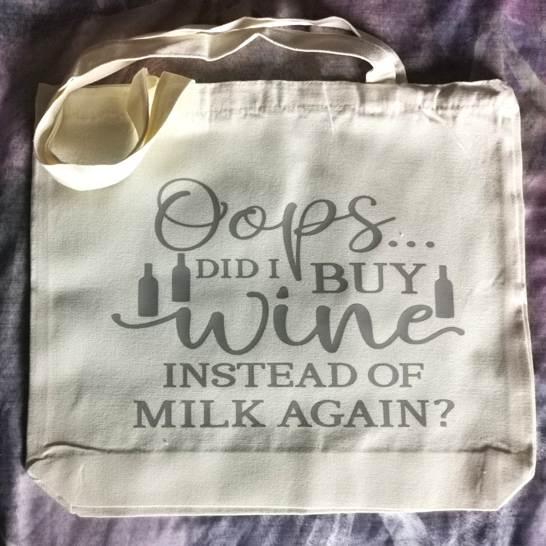 Oops... Did I Buy Wine Funny Humorous Large Canvas Tote Bag - 2 Colours To Choose From