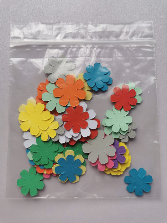 Pack of 60 Coloured Card Flowers for Card Making, Scrapbooking, Crafts & Cake Toppers